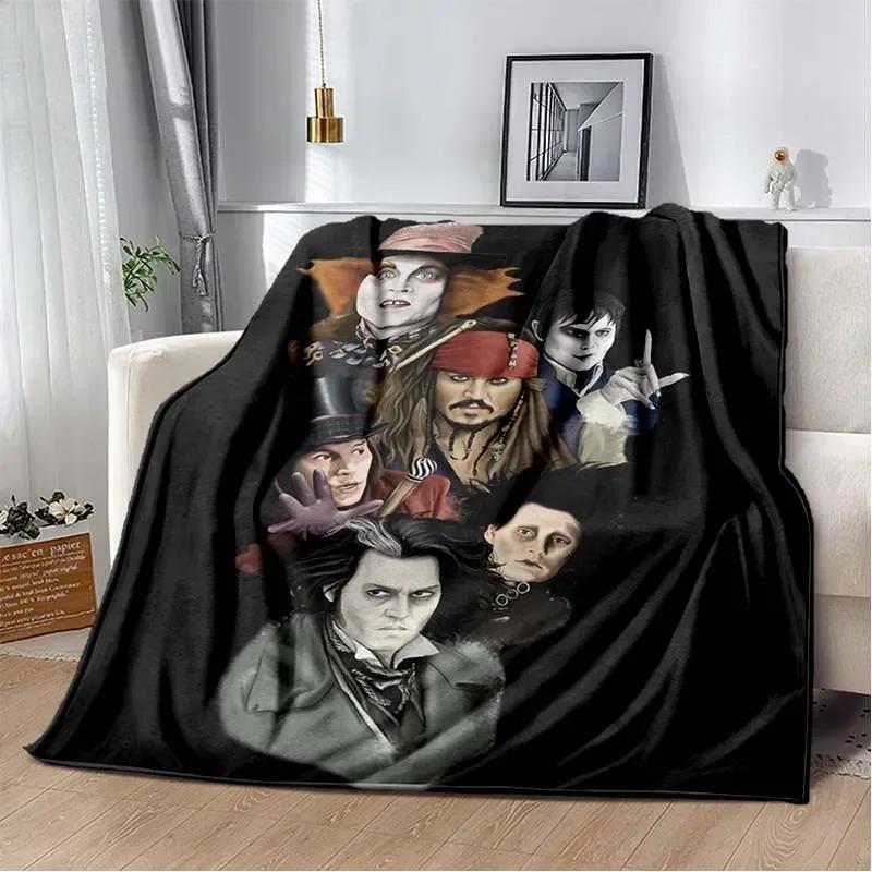 Johnny Depp Pattern Throw Blanket Light Weight Blanket for Living Room Bedroom Kidsroom Warm Blanket Christmas Gift 75X95CM
