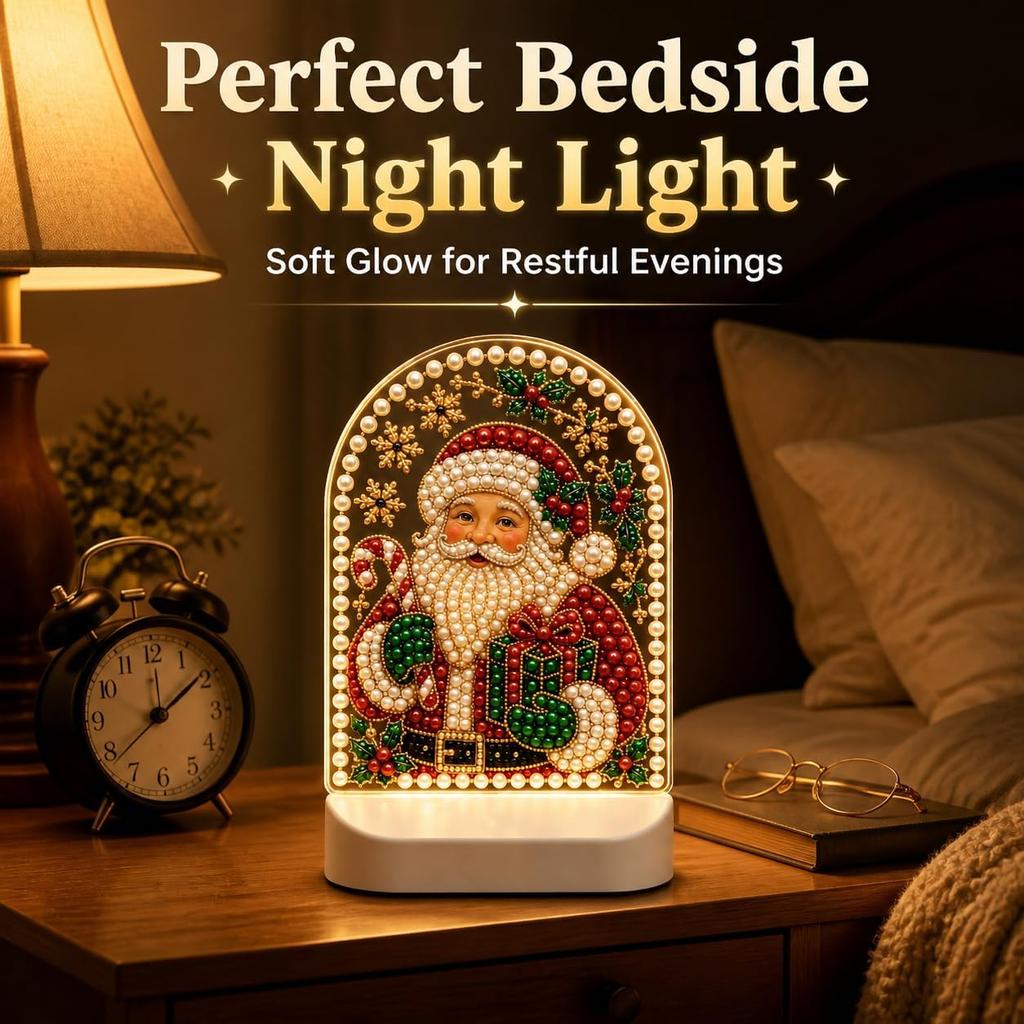 USB plug-in DIY Christmas pearl diamond painting night light snowman