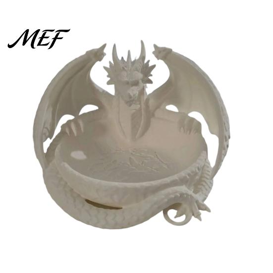 Mittelalterliche Drachen-Dekoration 3D-gedrucktes Aufbewahrungsfach für Schmuckschlüssel, Dekorative Schreibtisch-Organisationsschale mit detaillierten Fantasy-Schuppen & Flügeln, Schale mit großem Fassungsvermögen