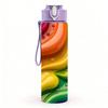 1PC Rainbow Swirl Marble Texture Print 750ml Color Plastic Sports Water Bottle Leakproof Flip Straw Lid Suitable for Sports Office Home Use
