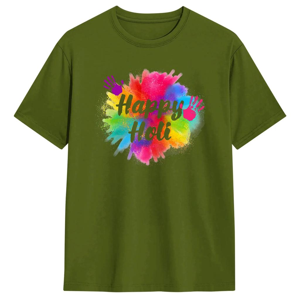 Happy Holi T Shirt WoUnisex s Color India Hindu TShirts For Unisexs Tee Shirt Short Sleeve Y2K Basic Top Tees