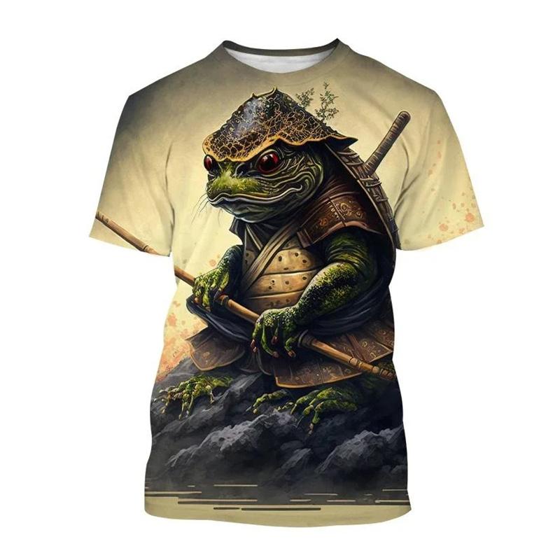 3D Printed Cute Frog T Shirt for Men Cartoon Animal Pattern Tees Summer Casual Loose Round Neck T-Shirts Unisex Street Tops