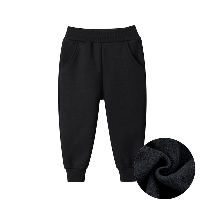 27kids Korean-Style Fleece-Lined Boys' Autumn/Winter Sports Pants - Solid Color Casual Trousers