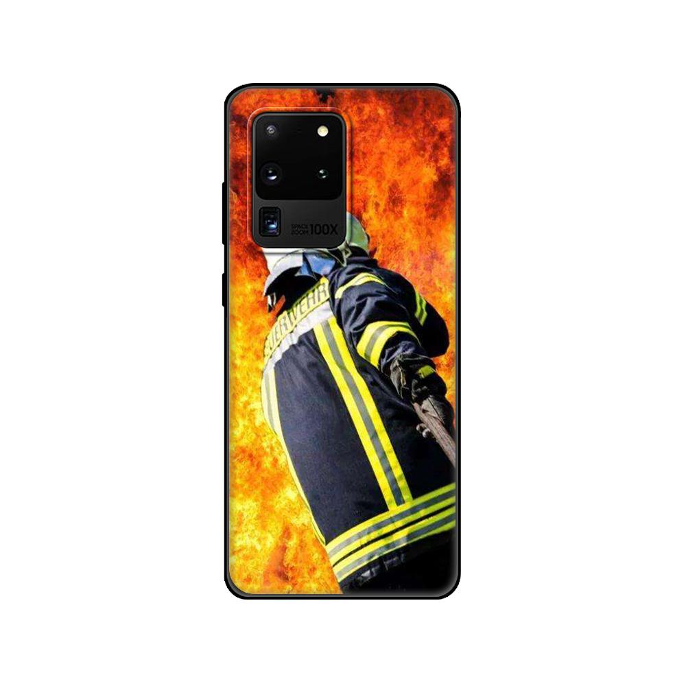 

Черный чехол из ТПУ для Samsung Galaxy S20/S20 PLUS/S20 ultra/S20+/S20FE задняя крышка Firefighter Heroes Fireman Samsung S20 FE