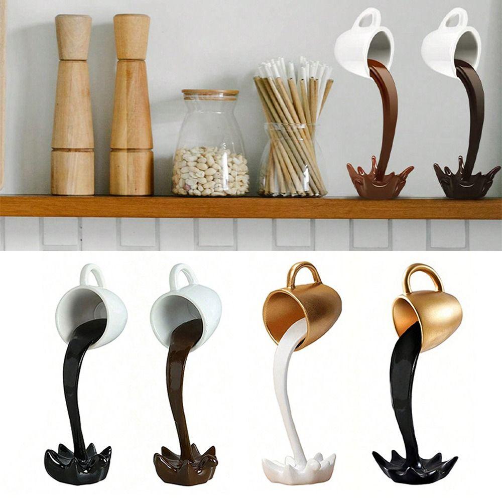 Coffee Cup Ornament Pouring Liquid Coffee Mug Resin Floating Spilling Coffee Cup  for Coffee Lover