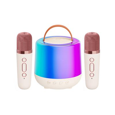 Karaoke Machine Mini Wireless Microphone and Speaker Set with 2 Microphone Home KTV Set LED Color
