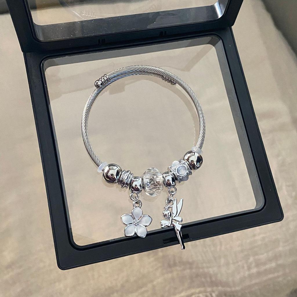 Panjia Dora Women's Stainless Steel Beaded Bracelet - European American Versatile Luxury Jewelry