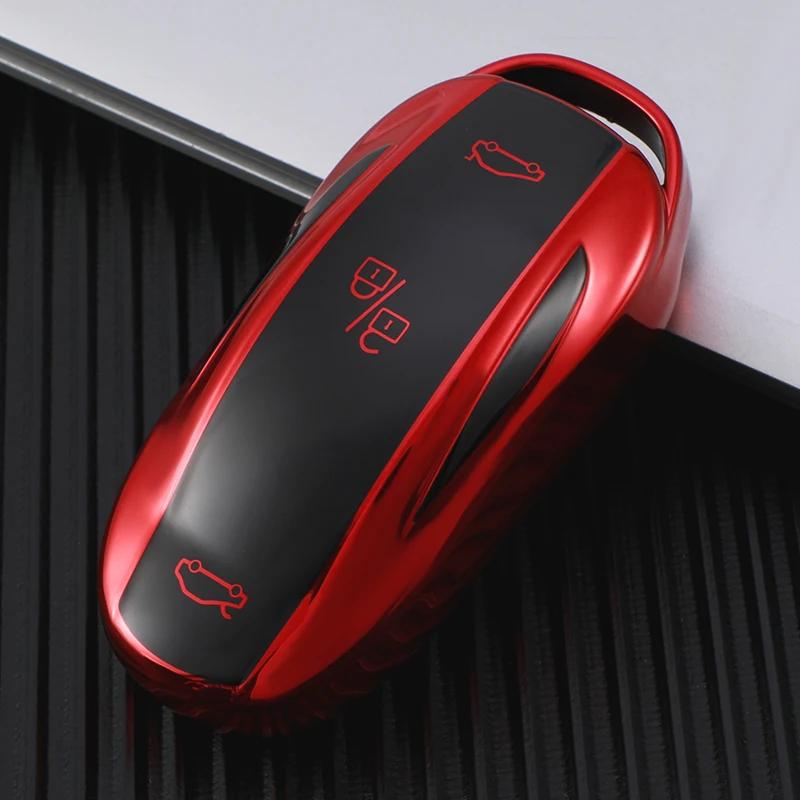 TPU Smart Car Key Cover Fodral Fob för Tesla Model S Model 3 Model Y Key Shell Väska Hållare Tillbehör Skydd
