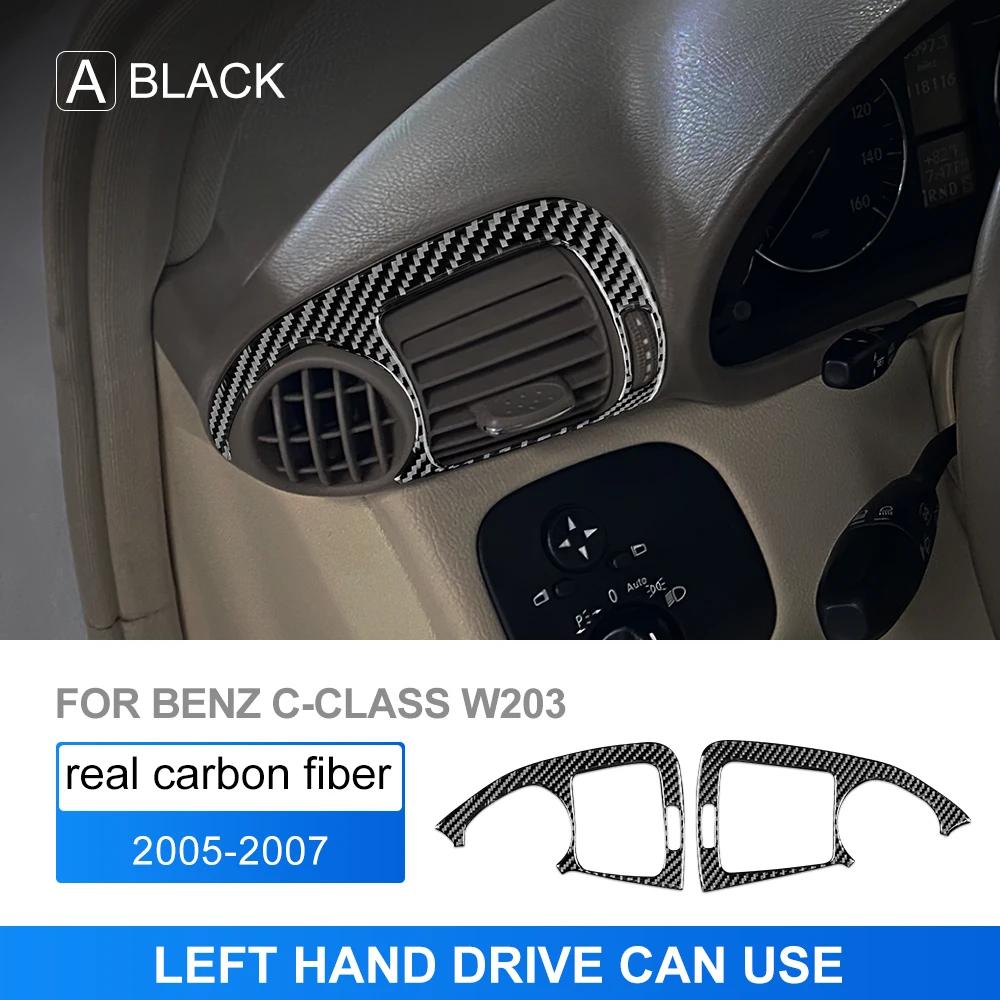 Real Soft Carbon Fiber Car Air Outlet Panel Trim Sticker Interior Accessories For Mercedes Benz C Class W203 2005 2006 2007