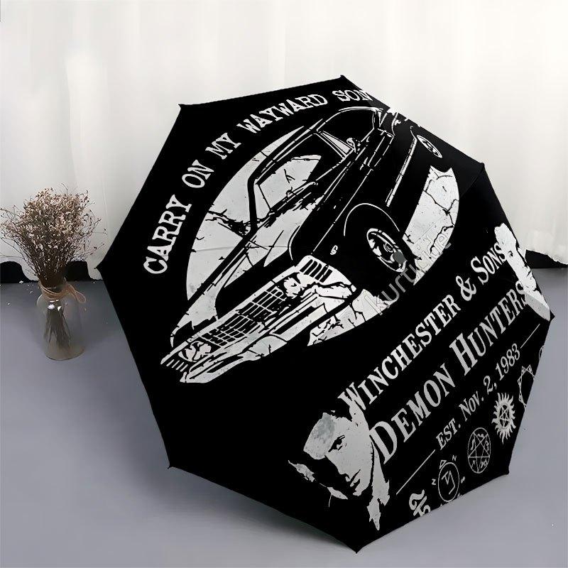 1pc Supernatural Automatic Opening/Closing Umbrella with Convenient Three-Fold Design, 8 Iron Ribs - for Outdoor Daily Use, Travel A25