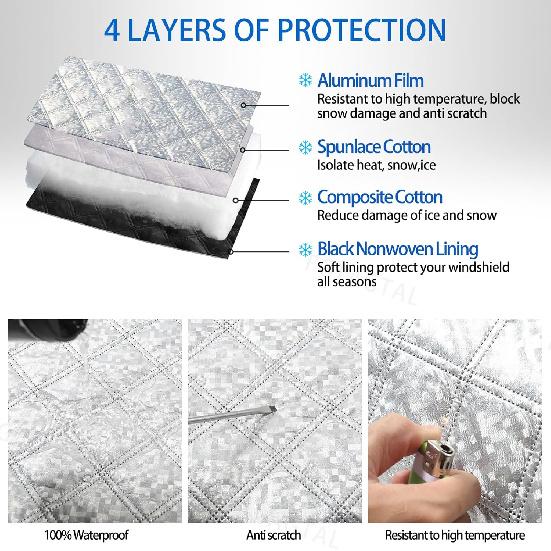 Windshield Snow Cover Fit for Subaru Forester 2013-2018, Front Windshield Cover for Ice and Snow, Auto Extra Thick Windshield Ice Cover Protects