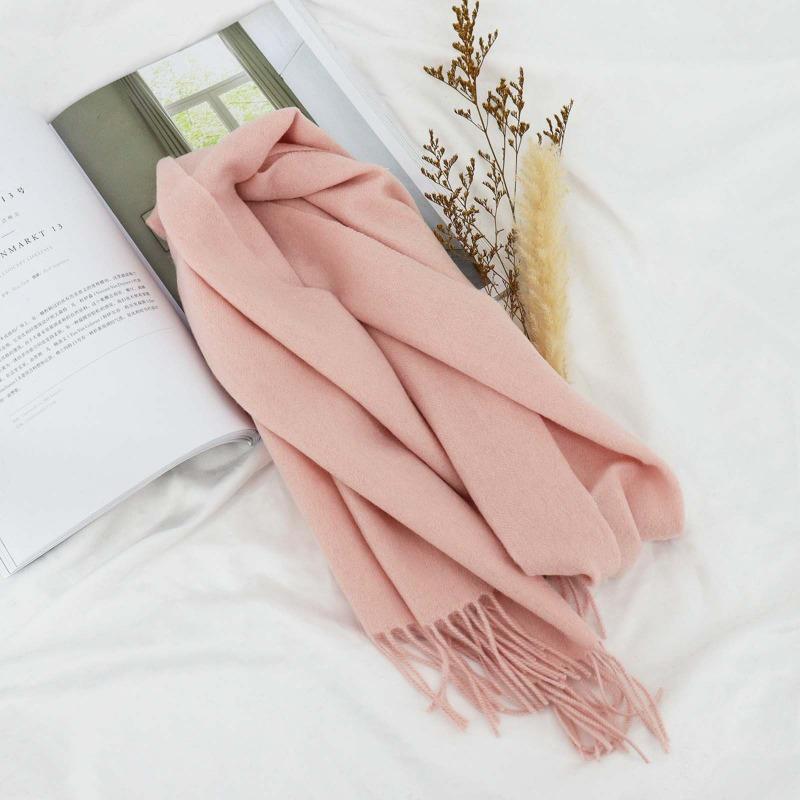 Solid color 100% wool scarf, women's high-end sense, women's versatile spring and autumn thin scarf, men's shawl wholesale
