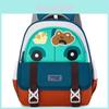 Kids Nylon School Backpack With Cartoon Car Print And Breathable Design For Toddlers