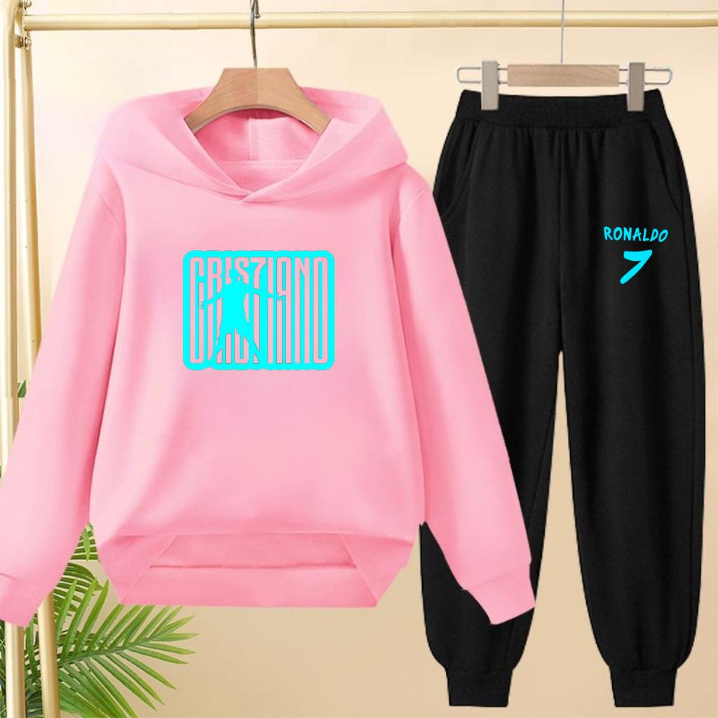 Student Uniform Hooded Sweatshirt + Long Pants Set. Children's Sportswear, Loose Suits for Boys and Girls Aged 3 to 13