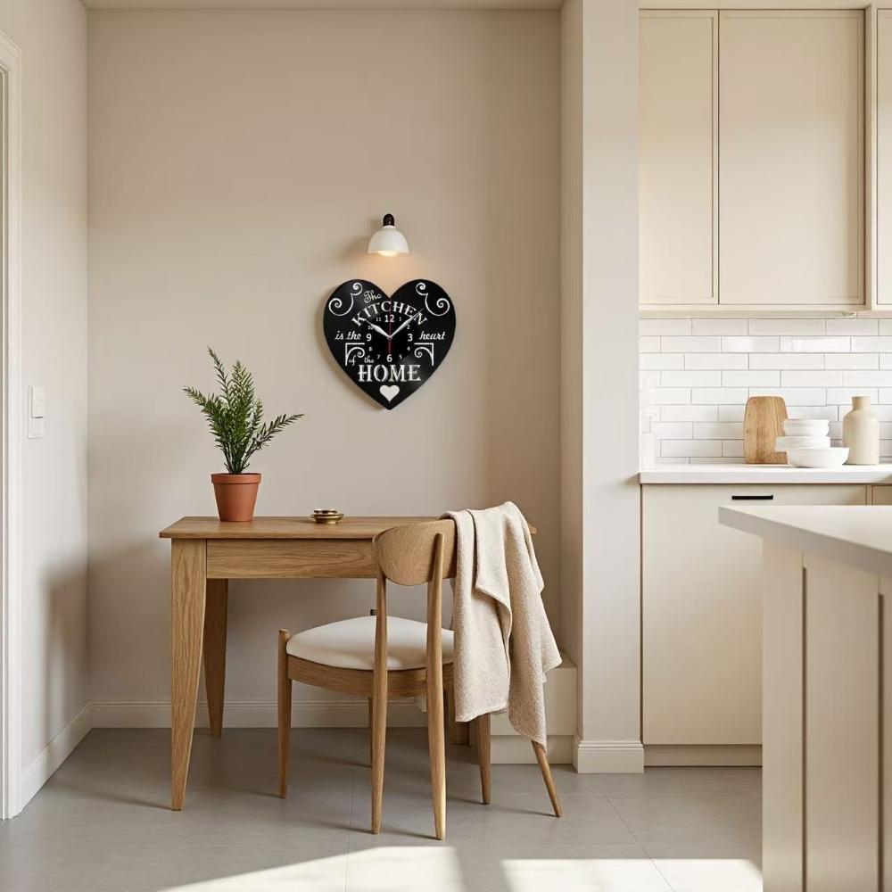 The Kitchen Is The Heart of The Home Inspired Vinyl Record Wall Clock Modern Design Home Kitchen Restaurant Decoration Clock