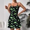 Women's Butterfly Print Camisole Nightgown Casual Home Sleeping Dress for Spring and Summer