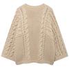 Fashion Wind 2024 New Fall Women's Clothing Stylish Loose All-Matching Slimming Cable-Knit Pullover Large Sleeves Sweater