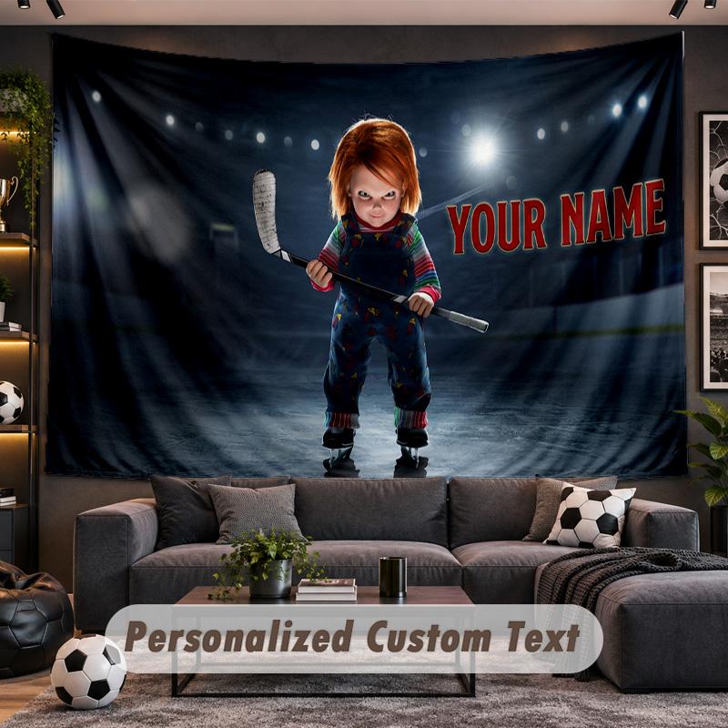 Child's Play Chucky Tiffany Personalized Tapestry Support Custom Name, Wall Art Home Decoration