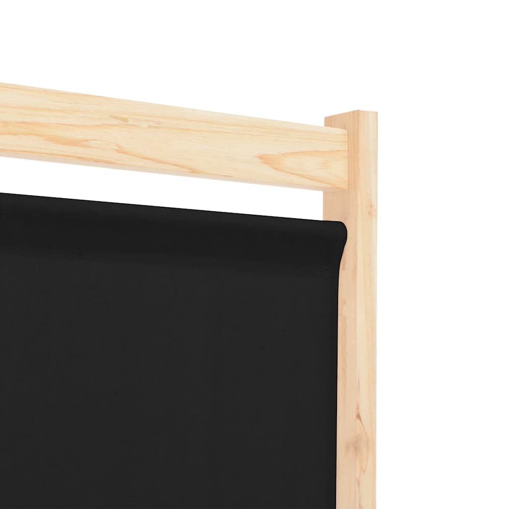 6 Panel Room Divider Black 240 X 170 X 4 Cm Fabric