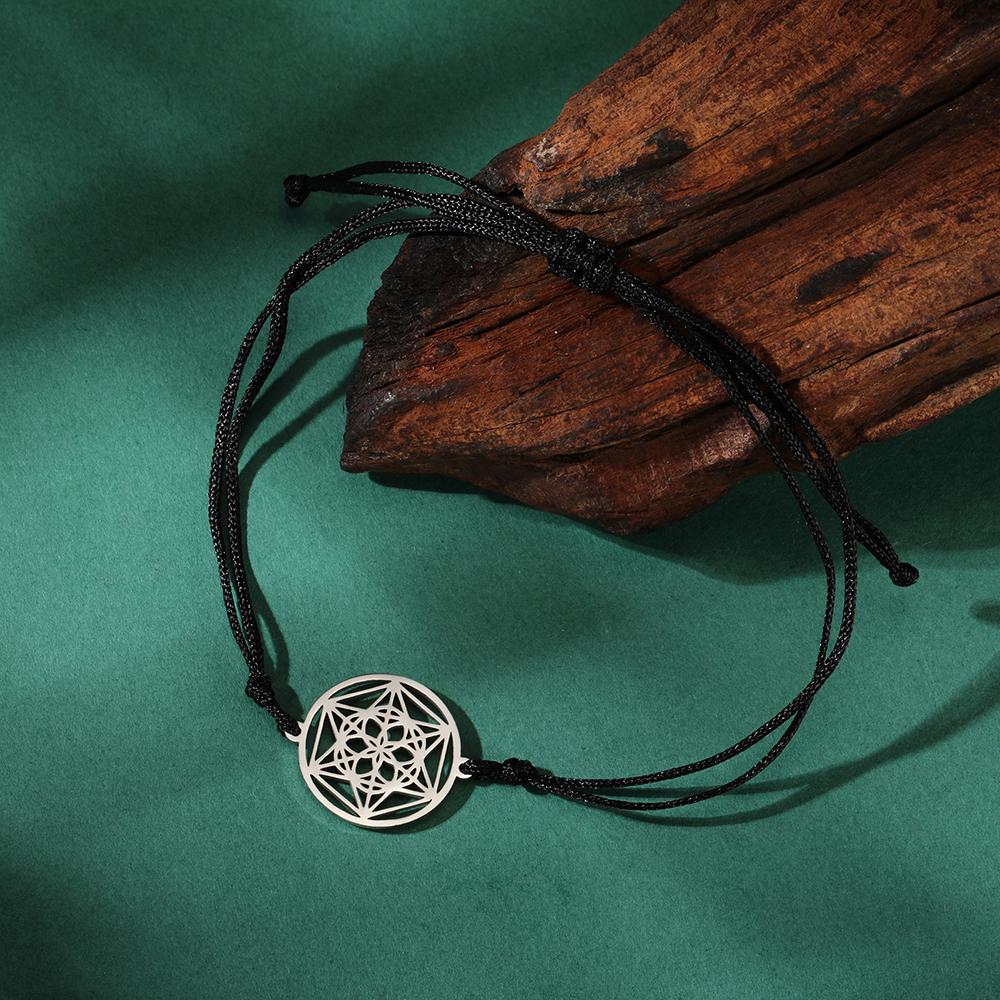 Dawapara Archangel Metatron Cube Sacred Geometry Bracelet Adjustable Seed of Life Spiritual Amulet Stainless Steel Jewelry