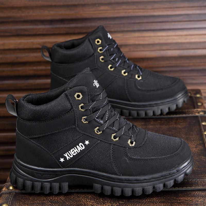 Men's snow boots winter velvet thickened warm men's cotton shoes high-top thick-soled Martin cotton boots casual tooling cotton boots