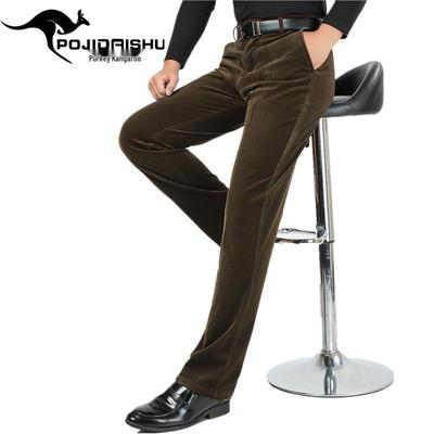 Men's High Waist Corduroy Pants - Thick, Casual Fit for Autumn/Winter