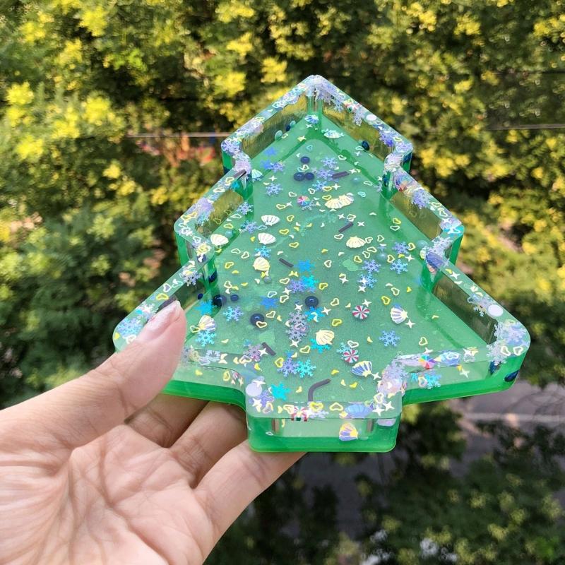 Silicone Serving Platter Mould Christmas Tree Shaped Dish Molds Epoxy Resin Mold for Jewelry Storage Tray Making