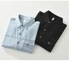 Korean Retro Style Mens Long Sleeve Denim Shirt Pure Cotton Jean Shirt Spring and Summer Casual Shirt Lapel Collar