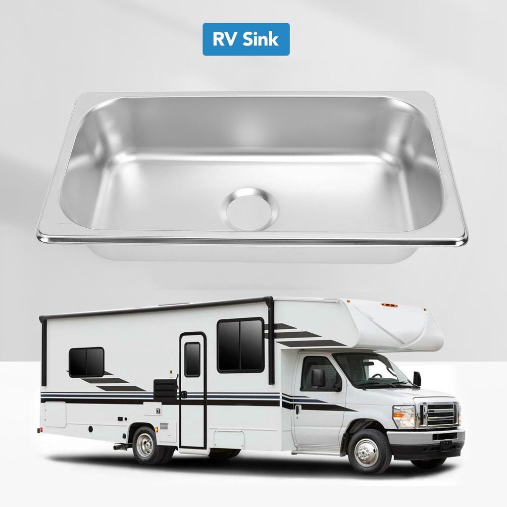Camper Sink, Inlaid RV Sink, Heat-Resistant, Scratch-Resistant, Easy To Clean, Rust-Resistant, Yacht Sink, 40mm (Stainless Steel Color (GR-1365))