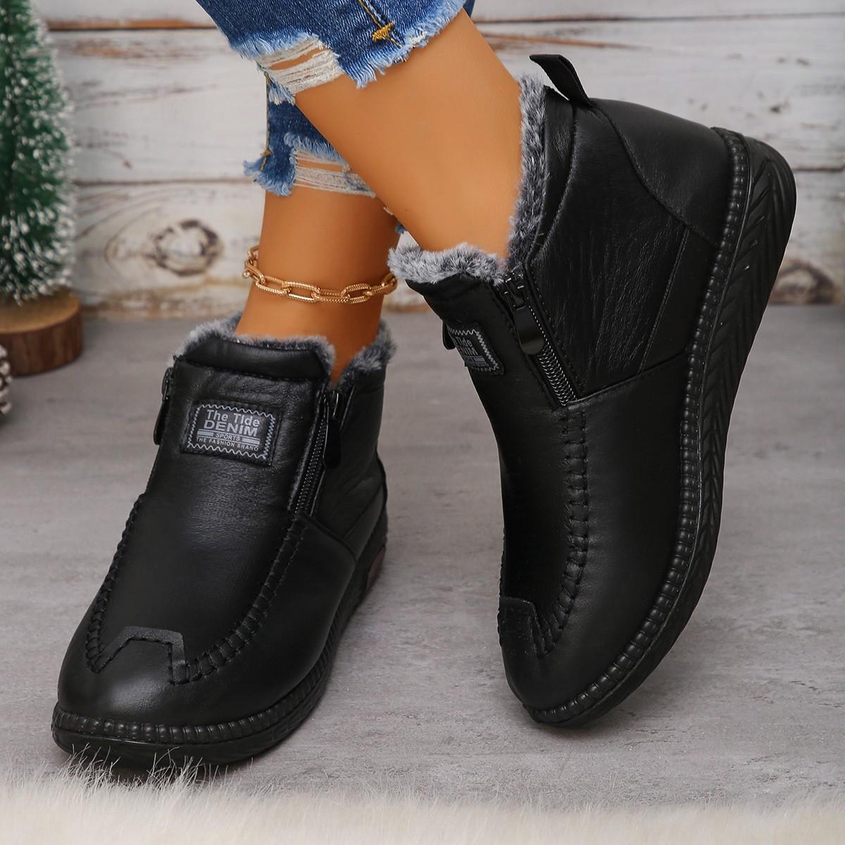 

Новые зимние женские ботинки, уличная теплая обувь, модные ботинки на молнии, удобная повседневная женская обувь 41