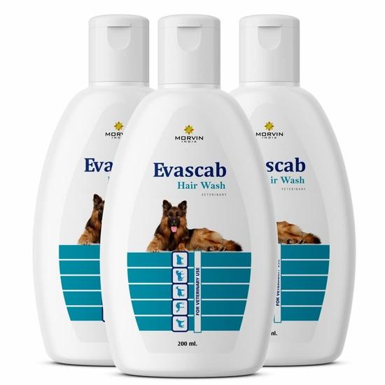 Morvin India Evascab Dog Shampoo/Hair Wash with Fruity Scent, Moisturizing, Conditioning, Itching & Dryness - Chemical Free (200ml, Pack of 3)