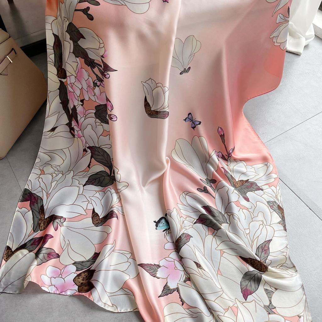 Högkvalitativa lyxiga sidenscarfs pannband Halsdukar Halsdukar för kvinnor Kedja Sidenscarfs dekorativ sjal för kvinnor