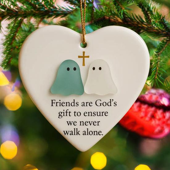 Heart-Shaped Sea Glass Friendship Ornament Handmade Sea Glass Angel/Ghost Ornament for