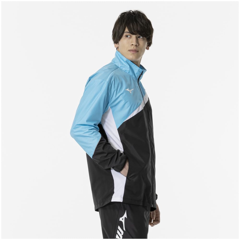 Mizuno Tennis Windbreaker Standard Mesh Black x Blue Size M Jacket, Water-Repellent, Silhouette, Lining, 62MEA503, Atoll,