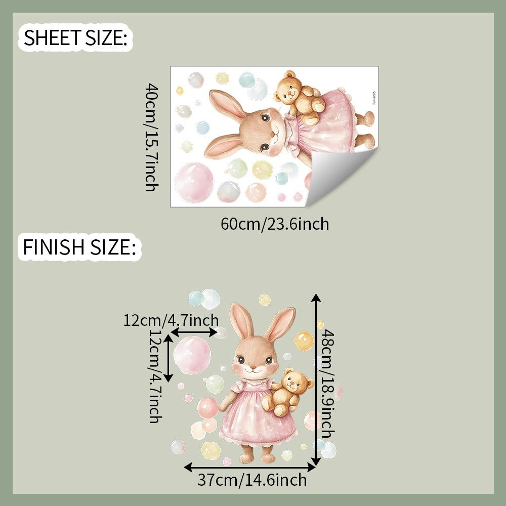 

Hand Painted Cartoon Bunny with Bubbles Easter Wall Sticker Self-Adhesive Removable for Bedroom Living Room Entryway Background Home Decor 40x60cm різнокольоровий