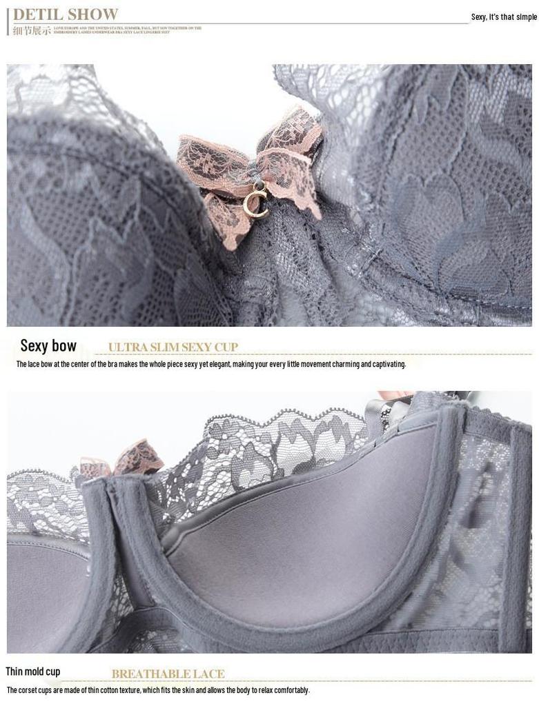 European & American Plus Size Sexy Lace Push-Up Lingerie Set – French Half-Cup Design for a Flattering Look