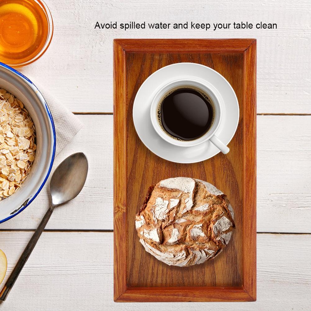 Rectangle Wooden Tea Tray Serving Table Plate Snacks Food Storage Dish for Hotel Home