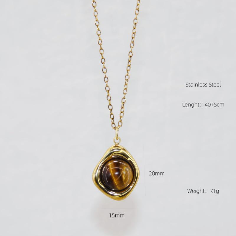 2025 High-End Retro Maillard Tigerauge Anhänger Halskette - Damen Titanstahl Schlüsselbein Kette