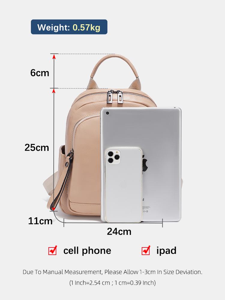 Zency Genuine Leather Stylish Backpack For Women Large Capacity Natural