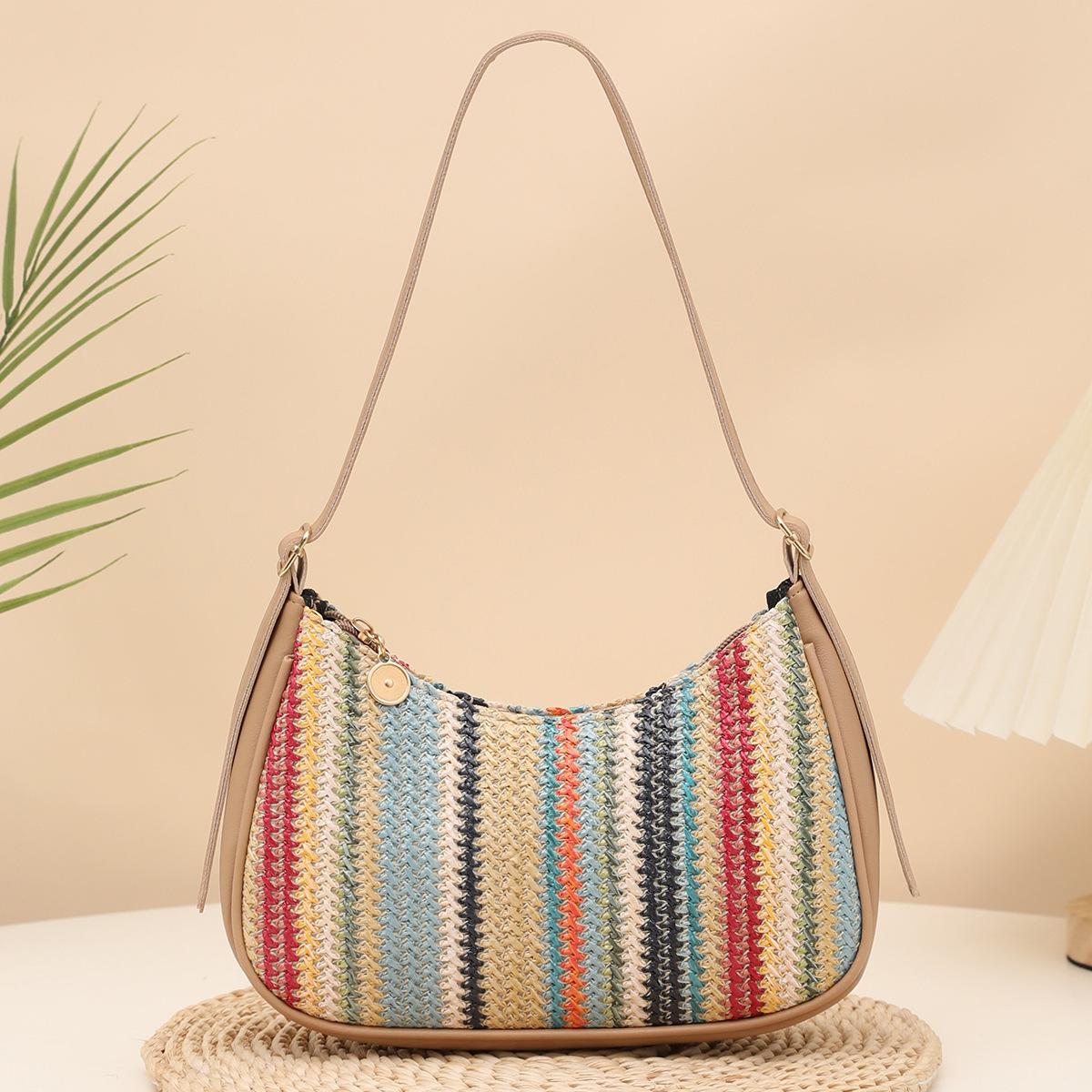 

Плетеная соломенная сумка женская новая радужная сумка-пельмень на плечо, подмышку, сумка-мессенджер синий