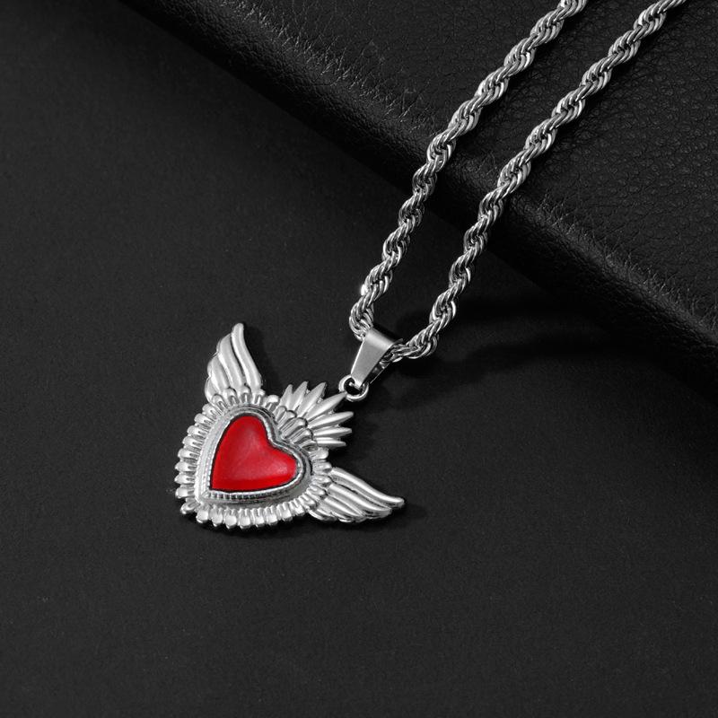 Love Angel Wings Necklace Titanium Steel Pendant Versatile Twist Chain Jewelry