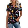 Women's Casual V Neck Short Sleeve T Shirt with Print Top