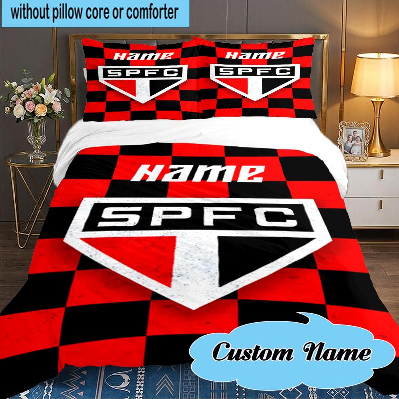 Custom Name Sao Paulo Team Spirit Bedding Set 3pcs, Bedding Set Including 1pc Duvet Cover And 2pcs Pillowcases for Bedroom, Dormitory Gift