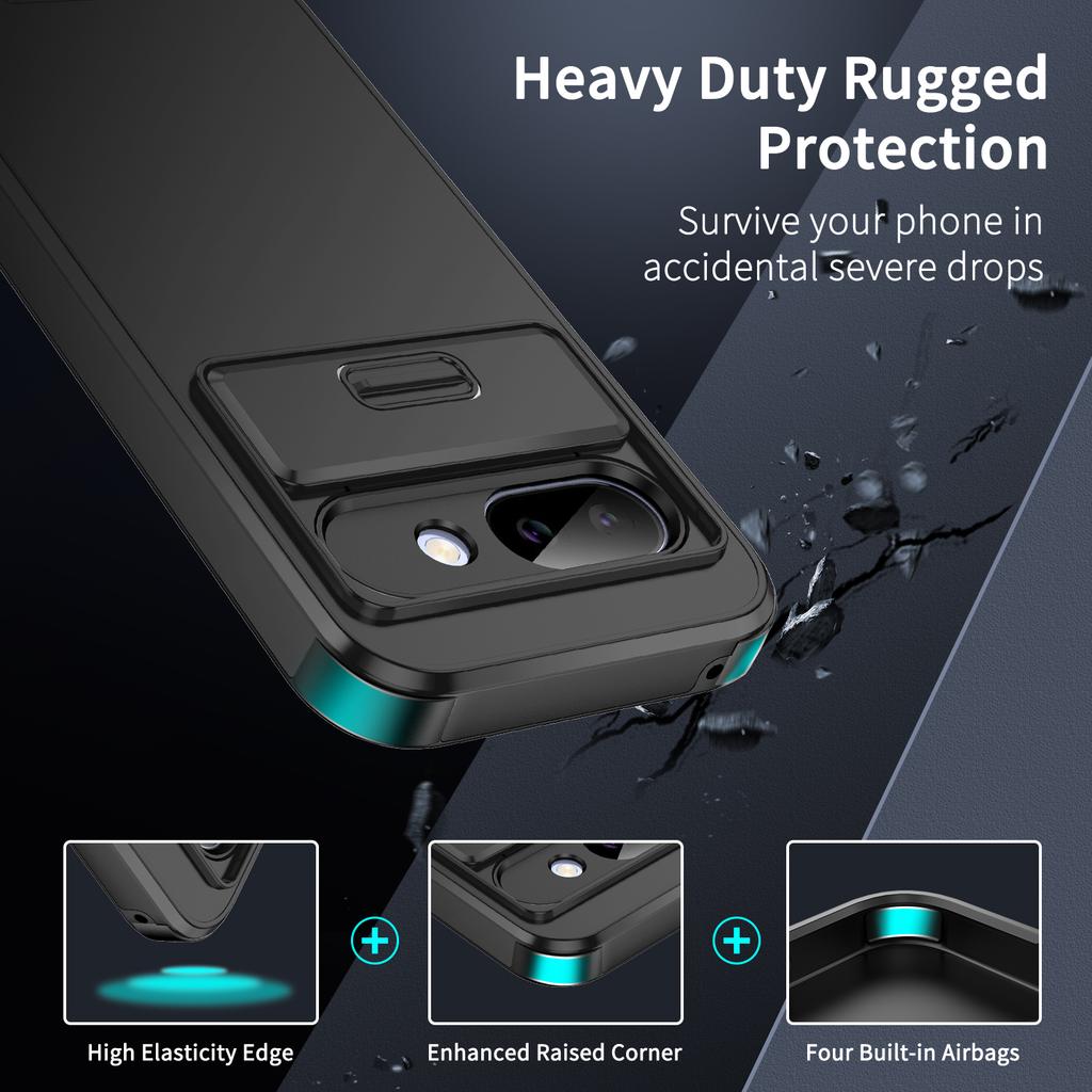 Shockproof Hybrid Dual Layer Defender Cover For Google Pixel 9 Pro XL 9A 8 8A 7 6A Slide Camera Protetion PC+TPU Rugged Funda