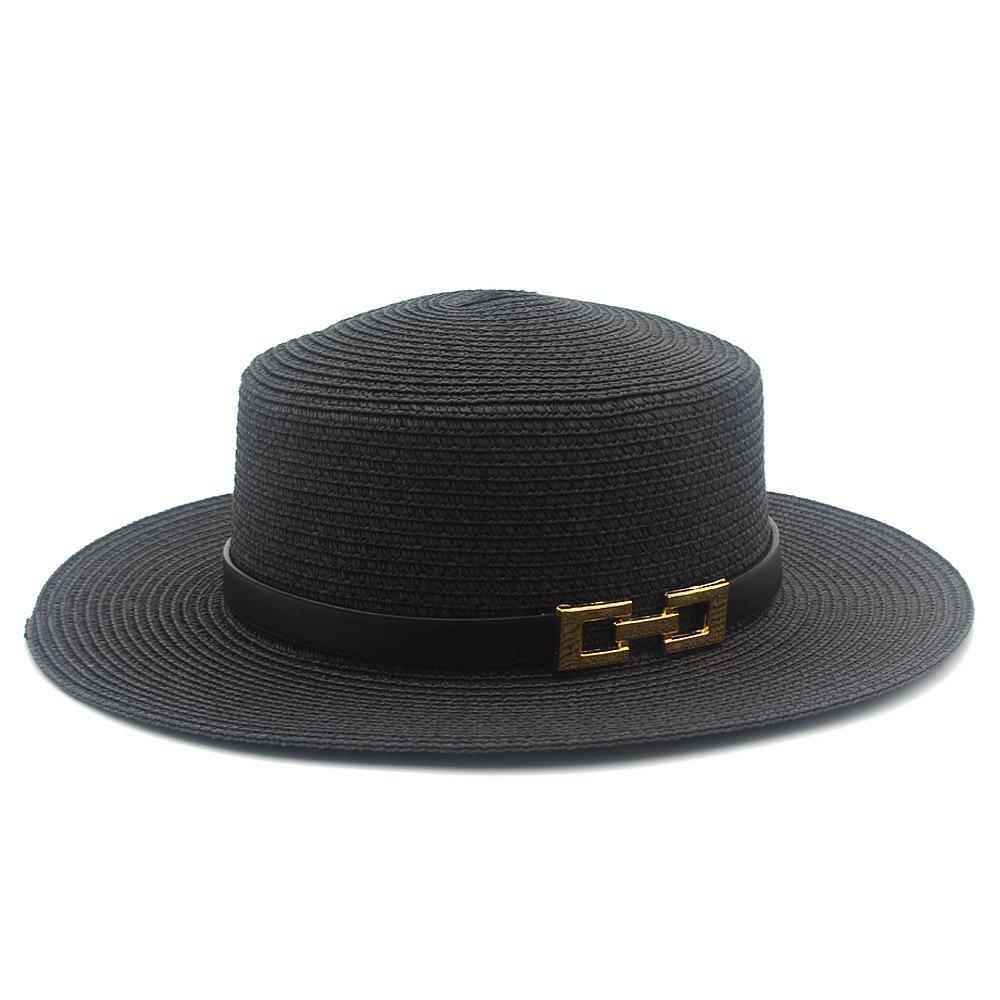 French Flat-top Straw Hat Women's New Spring and Summer Seaside Beach Hat Outdoor Sunscreen Sunshade Retro Straw Top Hat