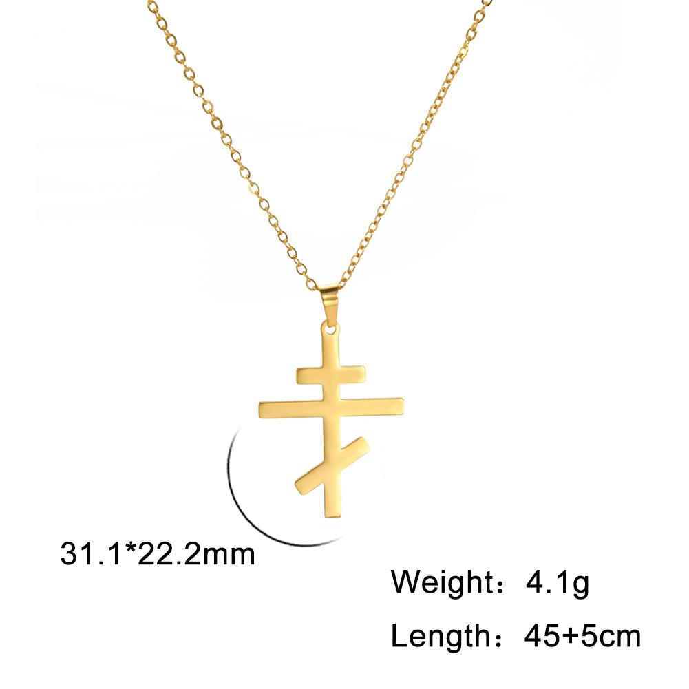 stainless steel necklace, European and American personality trend Orthodox cross chain, titanium steel necklace