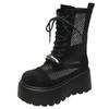 Fashion 8CM Designer Summer Platform Ankle Boots for Women Black White Mesh Breathable Sandals Casual Shoes Woman Thick Bottom Booties