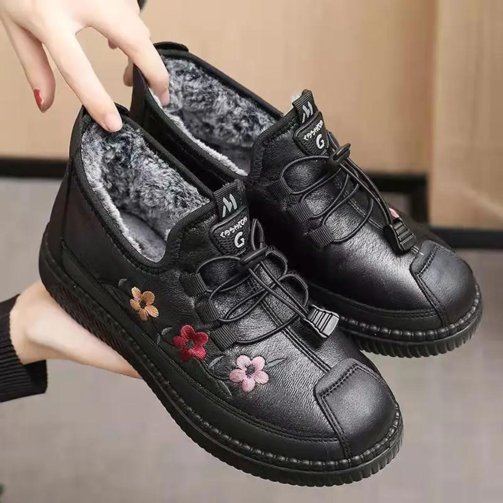 New Winter Design Warm Boots Comfort Casual Furry Keep Warm Fur Leather Sneakers for Women Winter Plush Ankle Boots