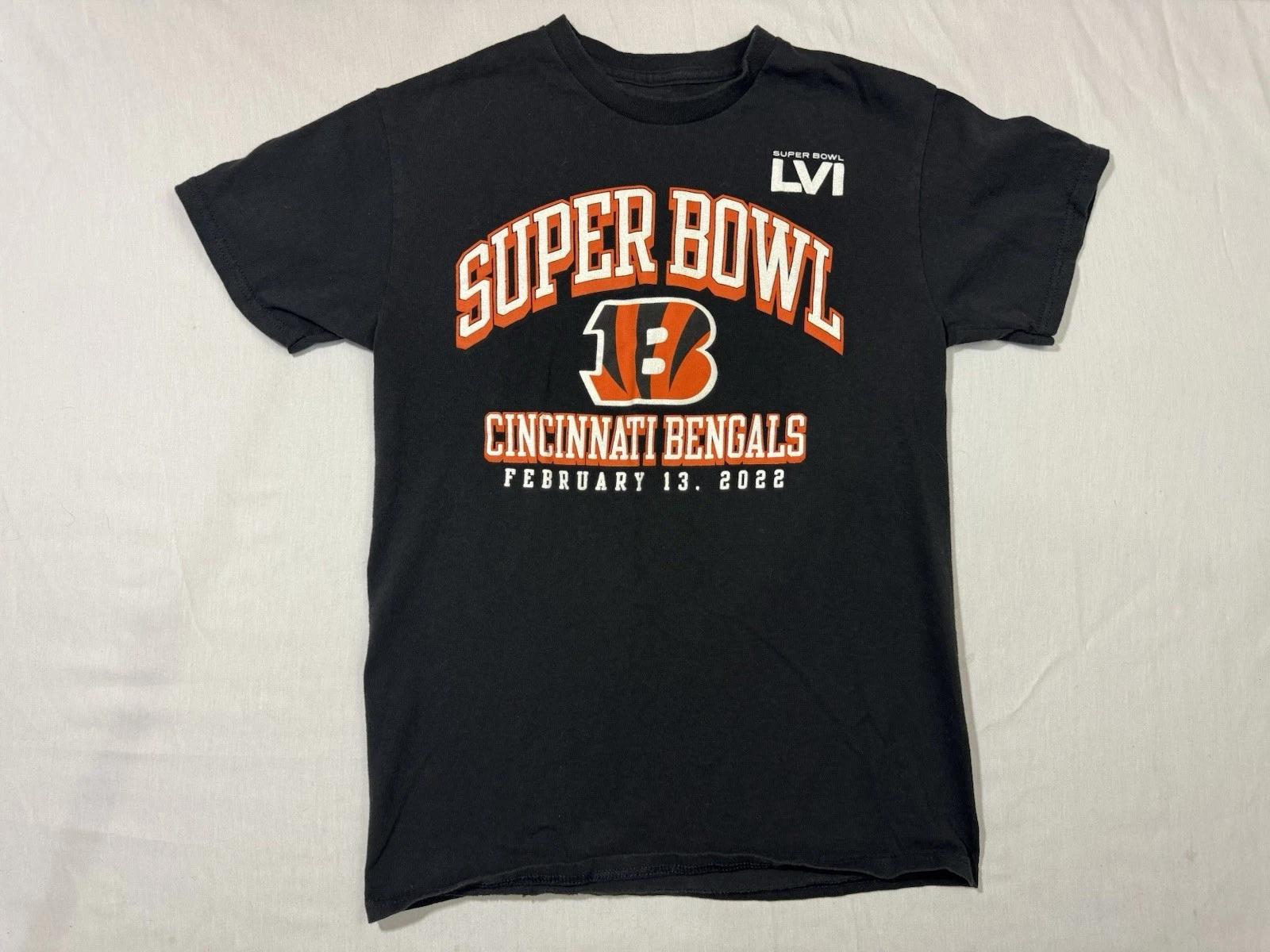 Cincinnati Bengals Super Bowl 56 LVI 2022 Black T-Shirt XL NFL Football Small 3XL