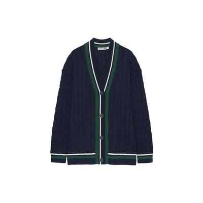 X JW Anderson Collaboration SS23 Spring Summer Collection Two-Tone V-Neck Striped Design Twisted Knit Sweater Women Sweater Navy 460651-69